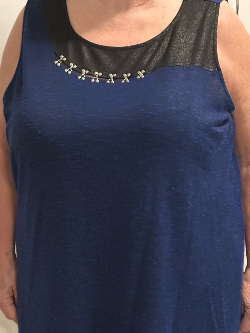 MBLM Tess Helliday 3X Sleeveless Royal Blue / Black Neck Metal Hooks Tank Top - Picture 4 of 11